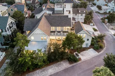 an aerial view of a house in a residential neighborhood at Our Tree House by Oversee 30A in Inlet Beach