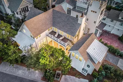 an overhead view of a house with a roof at Our Tree House by Oversee 30A in Inlet Beach