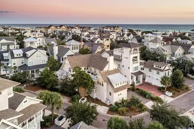 an aerial view of a residential neighborhood with houses at Our Tree House by Oversee 30A in Inlet Beach