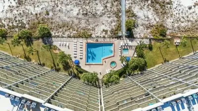 an overhead view of a stadium with a swimming pool at Commodore 202 - Thomas Drive Paradise in Panama City Beach