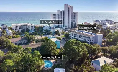 an aerial view of a city with the ocean at Cassine Way 303 - Seagrove + Sunsets in Santa Rosa Beach