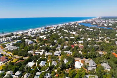 an aerial view of a resort with the olympic symbol at Camp Seabreeze in Inlet Beach