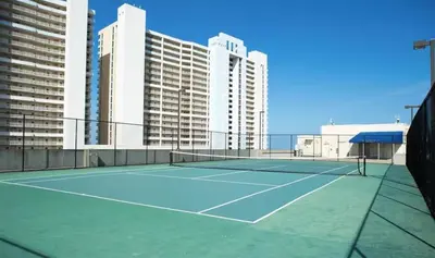 a tennis court on the roof of a building at Majestic Beach Resort Tower 2 Unit 2207 in Panama City Beach