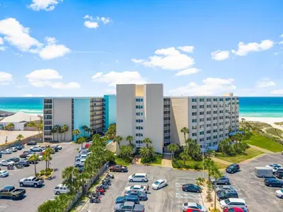 an aerial view of a parking lot at the beach at Top of the Gulf 507 Beach Front Resort Ocean View in Panama City Beach