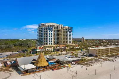 an aerial view of a resort with a christmas tree at Origin 1116 - One Bedroom - Beautiful Gulf View by Beach Haven Vacation Rentals in Panama City Beach