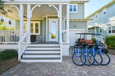 two bikes parked on the front of a house at Gram's Beach Spot in Santa Rosa Beach