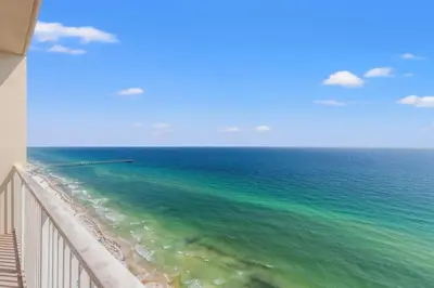 a view of the ocean from a balcony at Tidewater 2615 in Panama City Beach