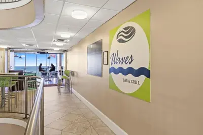 a hospital hallway with a sign on the wall at Tidewater 2615 in Panama City Beach