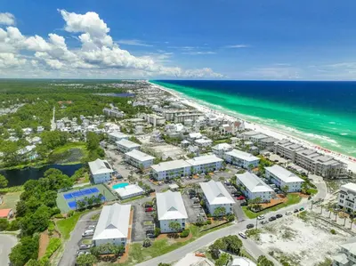 an aerial view of a resort next to the beach at Beachside Villas 412 in Santa Rosa Beach