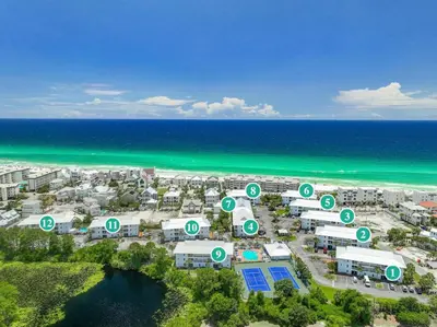 an aerial view of a resort near the beach at Beachside Villas 613 in Santa Rosa Beach
