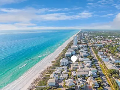 an aerial view of the beach and ocean at Majestic View by Travel Life Vacations in Santa Rosa Beach