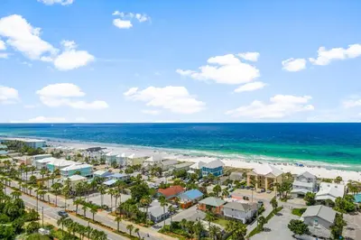 an aerial view of the beach and condos at Laketown Wharf #1305 in Panama City Beach
