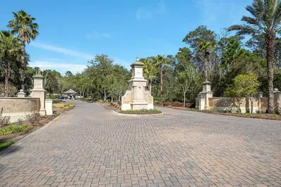 a brick road with a monument in the middle at No Bad Day on 30A in Inlet Beach