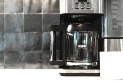 a coffee maker sitting on top of a counter at Casa de Sol in Inlet Beach