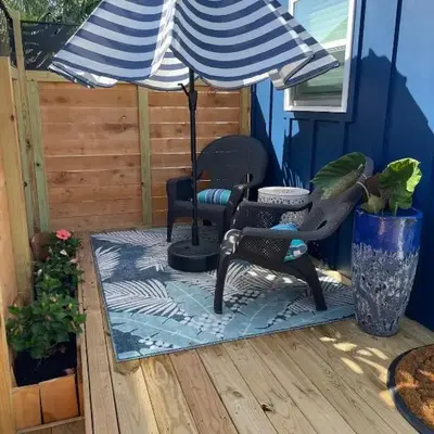 The Blue Umbrella at the Beach