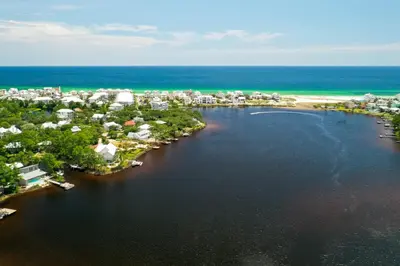 an aerial view of a town on the water at Wise Choice on 30A in Santa Rosa Beach