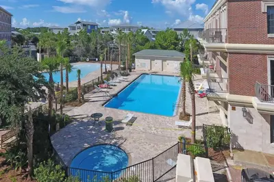 an overhead view of a swimming pool in a building at The Rosemary Pearl - Pool & Free Beach Shuttle in Seacrest