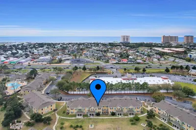 an aerial view of a suburb with a blue marker at Kid's Playground & Pool! | Spring Getaway! in Panama City Beach