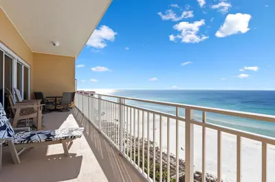 a balcony with a view of the ocean at 1105 Sterling Beach in Panama City Beach