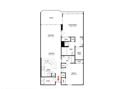 a floor plan of a house at Boardwalk #1602 in Panama City Beach