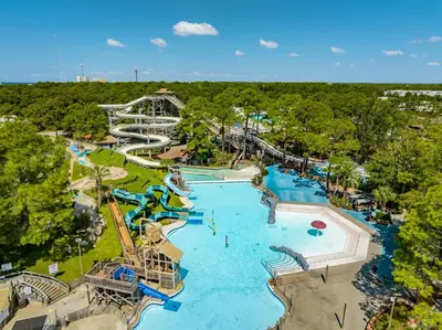 an aerial view of a water park at Salty Soul in Panama City Beach
