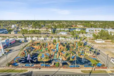 an aerial view of a water park at Salty Soul in Panama City Beach