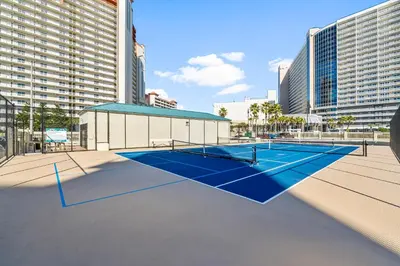 a tennis court in the middle of a city at Sunbird of Panama City Beach 503E in Panama City Beach