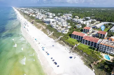 an aerial view of the beach at the resort at Palms of Seagrove D5 in Santa Rosa Beach