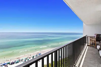 a view of the beach from the balcony of a condo at Book Me Baby! The One at One Seagrove Place in Seagrove Beach