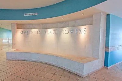 a sign for the masterchef beijing towersocrin at Majestic Beach Towers 2-1703 by Emerald Coast Retreats in Panama City Beach