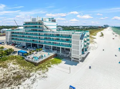 an aerial view of a hotel on the beach at Fontainebleau 428 in Panama City Beach