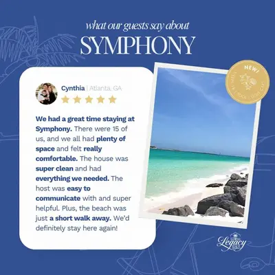a flyer with a picture of the beach at NEW! Symphony! Sleeps 18 - Pool - Golf Cart in Santa Rosa Beach