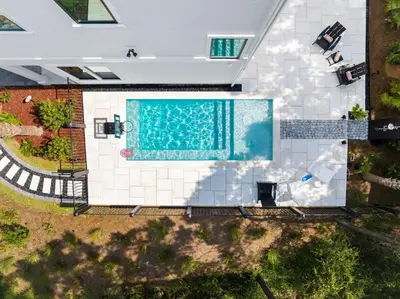 an overhead view of a swimming pool in a house at Endless Views 30A in Santa Rosa Beach