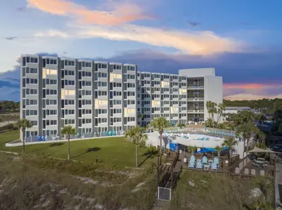 an aerial view of a hotel with a resort at Beach Front Ocean Front Condo Top of the Gulf 516 in Panama City Beach
