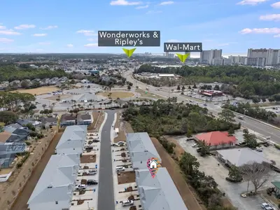 an aerial view of a city with a highway at Bright 3BR Near Beach Vacation House in Panama City Beach