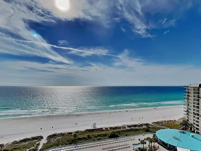 a view of the beach and the ocean at Edgewater Tower I #1203 in Panama City Beach