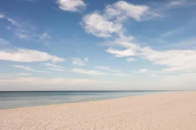 a sandy beach with the ocean in the background at Glory Days 30A - Pool, Bikes & Close Beach Access in Inlet Beach