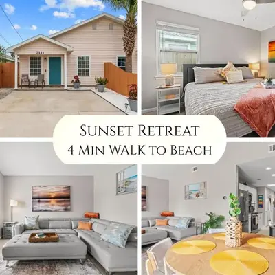 4 Min Walk to Sand - 2BR - King Bed - Private Yard
