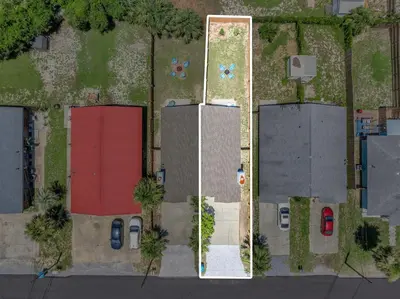an overhead view of a city with buildings and cars at Sunset Dreams TOO - King Bed - 5 Min Walk to Beach in Panama City Beach