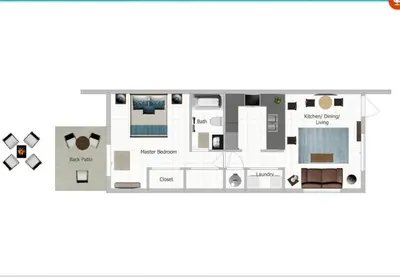 a floor plan of a house at The Sand Dollar - King Bed - 6 Min Walk to Beach in Panama City Beach