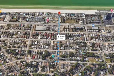 a map of a city with buildings and streets at The Sand Dollar - King Bed - 6 Min Walk to Beach in Panama City Beach