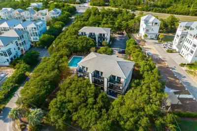 an aerial view of a residential neighborhood with houses at Inlet Dunes 101 l Community Pool l Across From The Beach in Inlet Beach