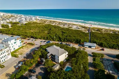 an aerial view of the beach and the ocean at Inlet Dunes 204 l Community Pool l Across From The Beach in Inlet Beach