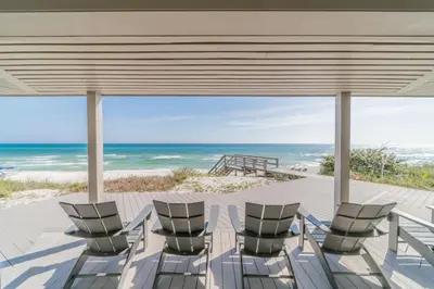 a view of the ocean from a beach house at Nifty Shades of Gray l Beachfront and panoramic Views l Fire pit beachside l 4 Bikes in Inlet Beach