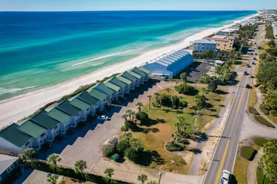 an aerial view of the beach and buildings at Seacrest 8 l Beachfront l Bike to Alys and Rosemary Beach in Seacrest