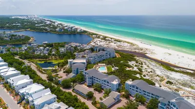 an aerial view of the resort and the beach at Vitamin Sea l Beachfront l 4 Bikes Included in Inlet Beach