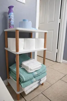 a shelf with towels and a pile of towels at WALK TO BEACH Perfect Family Getaway Sleep 6 in Panama City Beach