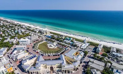 an aerial view of a beach and the ocean at Be Still 30A in Santa Rosa Beach