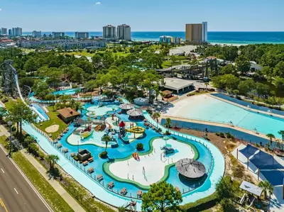 an aerial view of a water park at Charming house near the beach in Panama City Beach