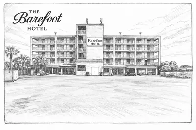 a drawing of the bergdorff hotel at The Barefoot Hotel in Panama City Beach